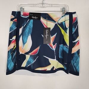 Lady Hagen Women's L Knit Golf Tennis Skort Skirt Blue Colorful Stretch NWT